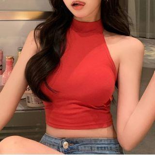 Halter Crop Top Red - One Size
