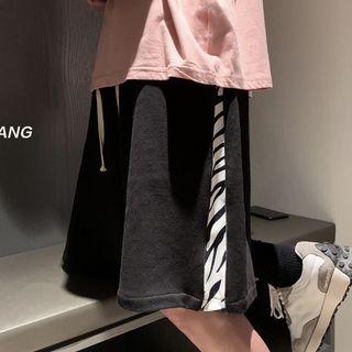 Zebra Print Panel Loose Fit Shorts