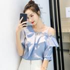 Cold Shoulder Ruffle Short-sleeve Blouse