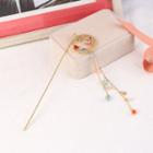 Rhinestone Moon & Star Fringed Hair Stick As Shown In Figure - One Size