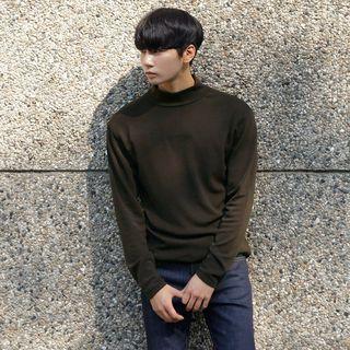 Brushed-fleece Mock-neck T-shirt