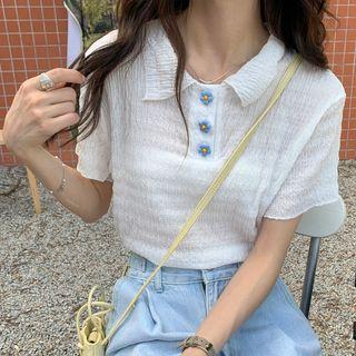 Flower Button Top