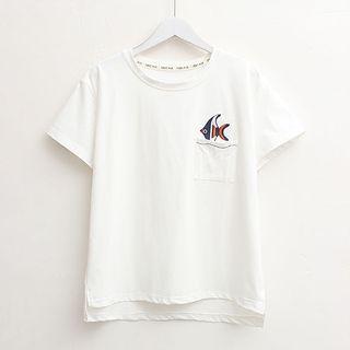 Fish Embroidered Short-sleeve T-shirt