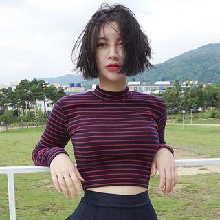 Cropped Striped Top Stripe - One Size