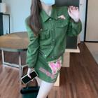 Gun Print Button-up Jacket / Mini Pencil Skirt
