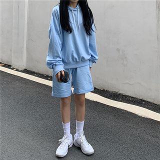 Set: Drawstring Hoodie + Sweat Shorts