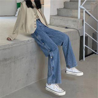 High Waist Button-up Straight Leg Jeans