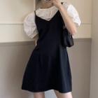 Short-sleeve Crop Top / Strappy A-line Dress