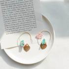 Non-matching Resin Flower & Heart Open Hoop Earring 1 Pair - As Shown In Figure - One Size