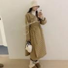 Long Quilted Tie-waist Long Coat