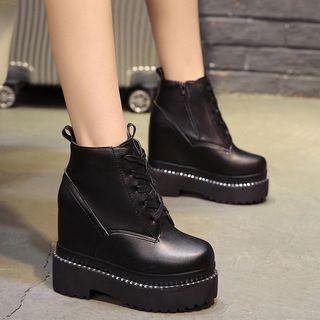 Hidden Heel Lace-up Ankle Boots