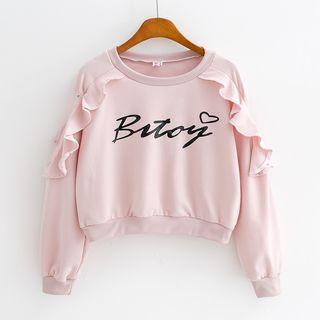 Frill Trim Letter Sweatshirt