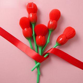 Plastic Rose Makeup Brush Red - One Size