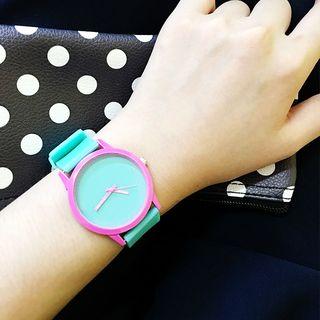 Color Panel Silicone Strap Watch Green - One Size
