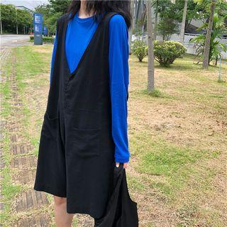 Long-sleeve Plain Top / Pinafore Playsuit