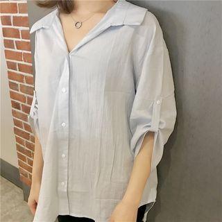 Cut Out Back 3/4 Sleeve Shirt