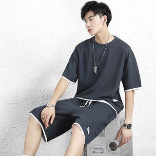 Set: Short-sleeve Crew Neck T-shirt + Drawstring Shorts