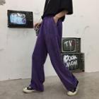 Corduroy Wide-leg Pants Purple - One Size