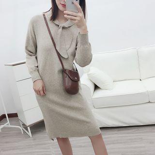 Long-sleeve Knit Collared Dress