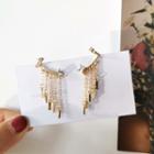 Rhinestone Fringed Chain Drop Earring 1 Pair - Gold - One Size