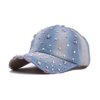 Studded Denim Baseball Cap
