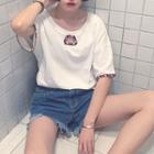 Short Sleeve Contrast Trim Cutout T-shirt