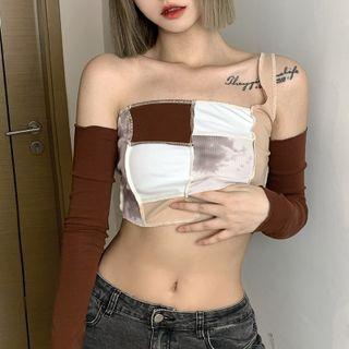 Set: Strap Asymmetrical Top + Arm Sleeves