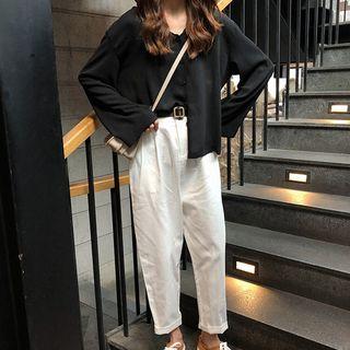 Asymmetric Long-sleeve Top / Crop Harem Pants