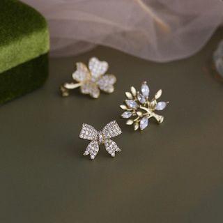 Clover / Tree / Bow Rhinestone Alloy Brooch