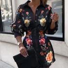 Puff-sleeve Flower Print Romper