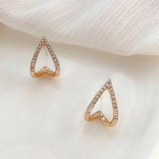 V Shape Rhinestone Alloy Earring 1 Pair - Gold - One Size