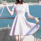 Cold-shoulder Short-sleeve Mini A-line Dress