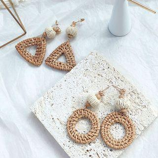 Woven Triangle / Hoop Dangle Earring