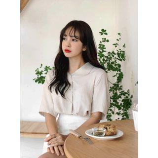 Elbow-sleeve Loose-fit Shirt