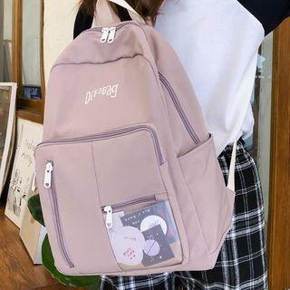 Letter Embroidered Zip Backpack