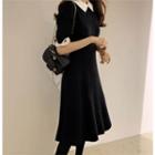 Contrast-trim A-line Knit Dress One Size