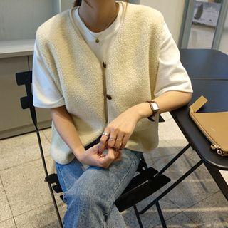 V-neck Faux-shearling Vest
