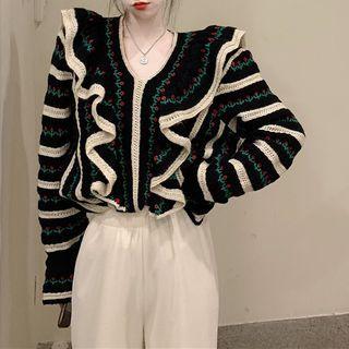 Floral Cardigan Floral - Black - One Size