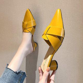 Pointed-toe Chunky-heel Mules