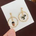 Non-matching Alloy Squirrel & Nut Dangle Earring