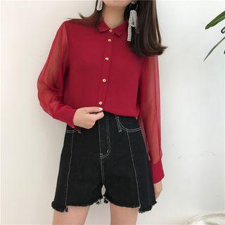 See Through Chiffon Blouse