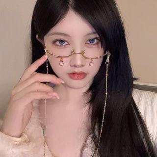 Glassless Alloy Eyeglasses With Retainer