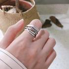 925 Sterling Silver Layer Ring Argyle - Black & Pink & Pink - One Size