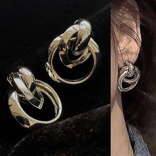 Alloy Interlocking Hoop Dangle Earring 1 Pair - 0073a - Silver - One Size