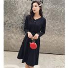 Long-sleeve Tie-waist A-line Shirtdress
