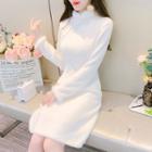 Long-sleeve Fur Trim A-line Dress