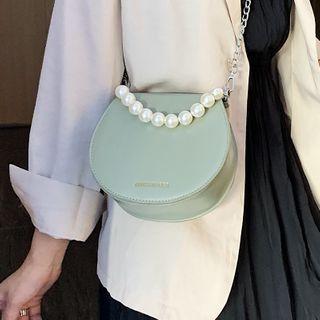Mini Faux Pearl Chain Saddle Crossbody Bag