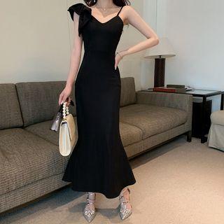 Spaghetti-strap Ruffle Hem Maxi Sheath Dress