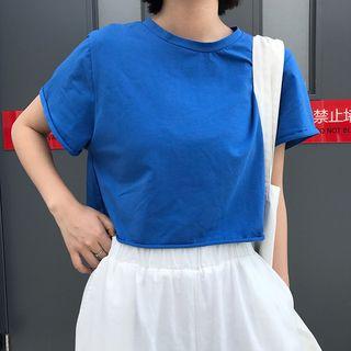 Rolled Short-sleeve Crop T-shirt