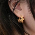 925 Sterling Silver Leaf Earring 1 Pair - Earring - Leaf - Gold - One Size